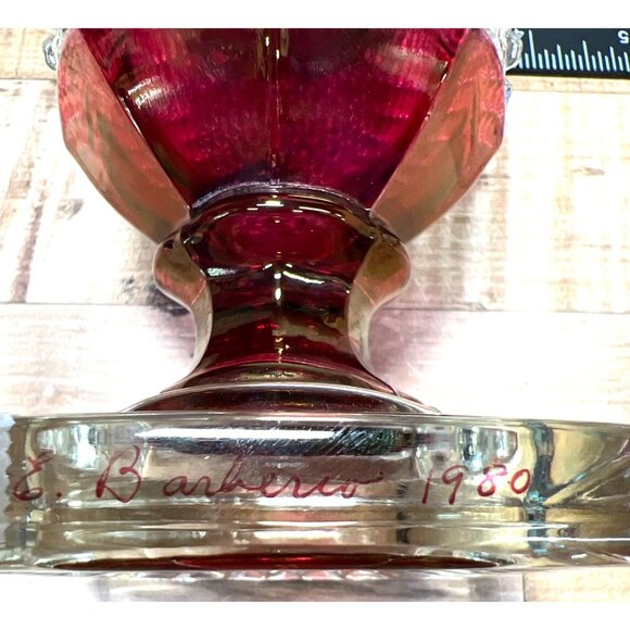 Westmoreland Waterford Crystal w/ Ruby Stain English Hobnail Pattern Signed - Picture 5 of 5